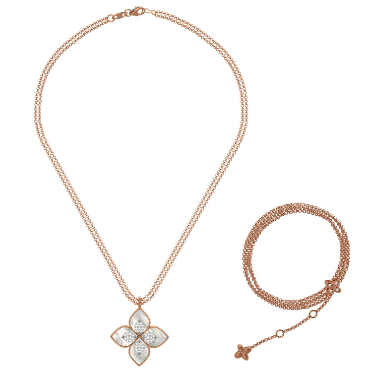 Колье из золота c бриллиантами и перламутром