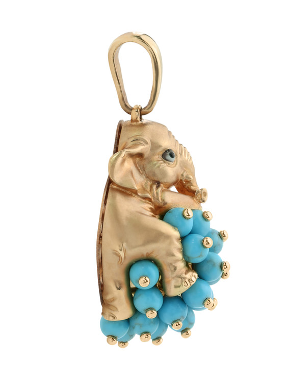 Подвеска из золота c эмаль и бирюзой