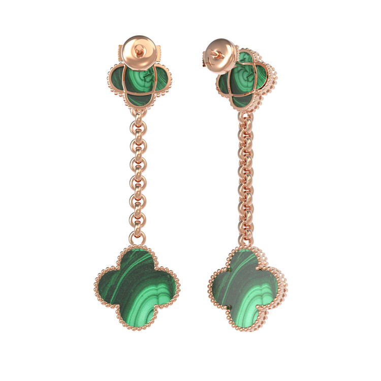 Серьги из золота c малахитом