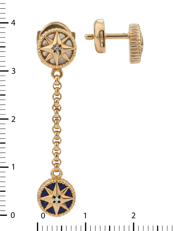 Серьги из золота c бриллиантами, лазуритом и перламутром