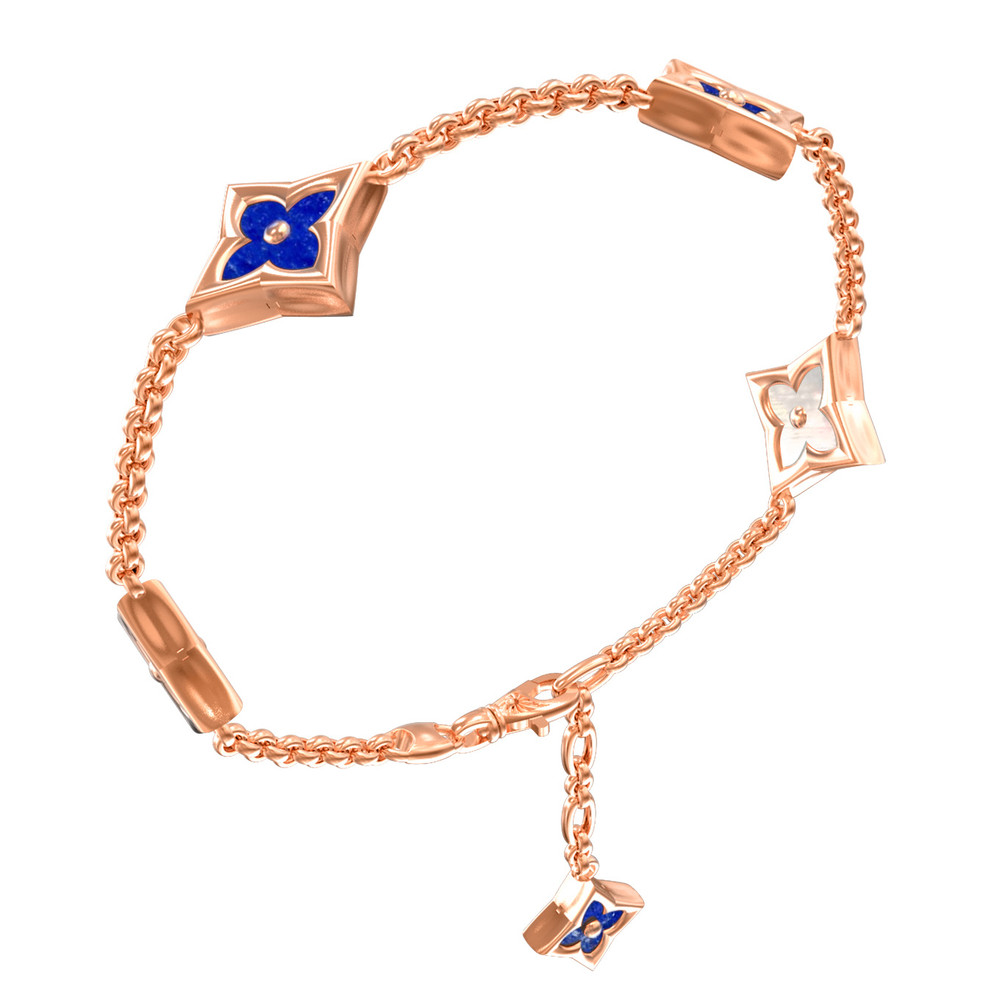 Браслет из золота c лазуритом и перламутром