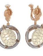 Серьги из золота 585 пробы c эмалью и бивнем мамонта
