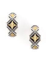Серьги из серебра 925 пробы и золота 750 пробы c ониксом и рубином