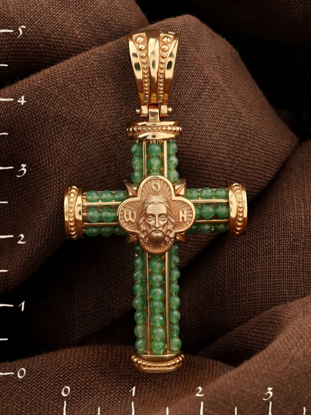 Крест из золота c хризопразом