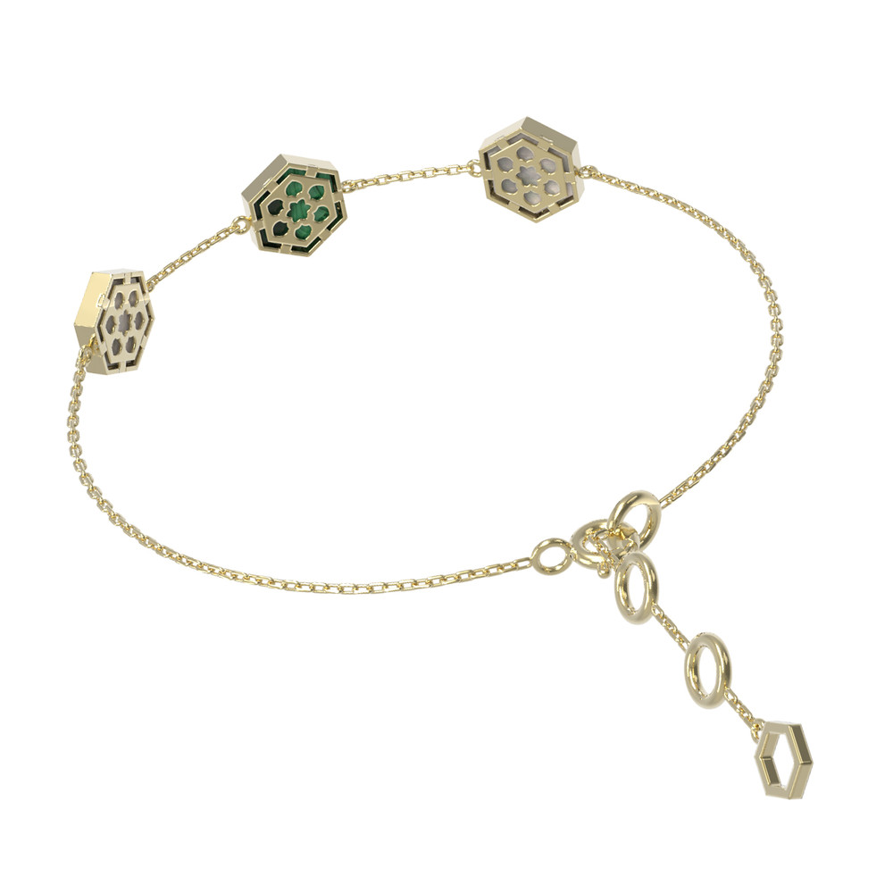 Браслет из лимонного золота c малахитом и перламутром