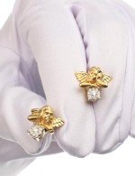 Серьги из лимонного золота 585 пробы c бриллиантами