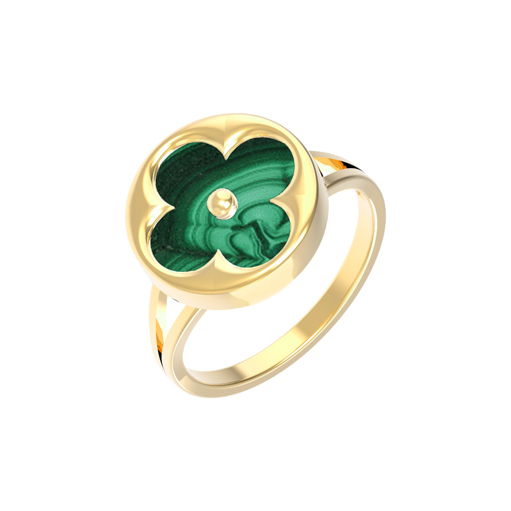 Кольцо из лимонного золота c малахитом