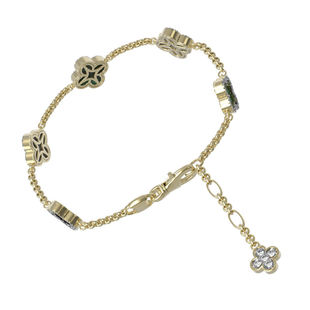 Браслет из лимонного золота c бриллиантами, малахитом и перламутром
