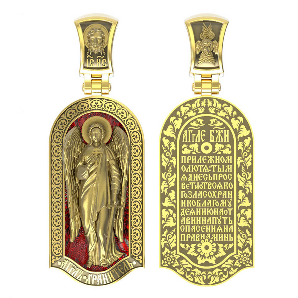 Образок из лимонного золота c эмаль