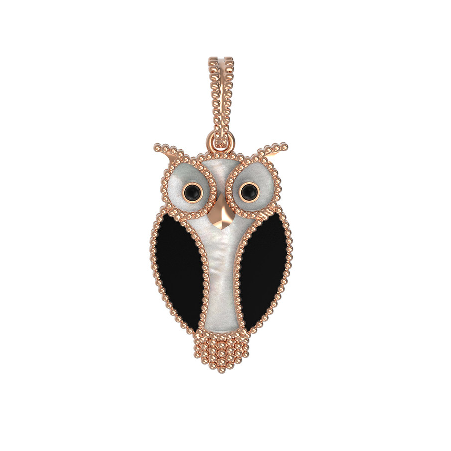 Подвеска из золота c эмаль , ониксом и перламутром