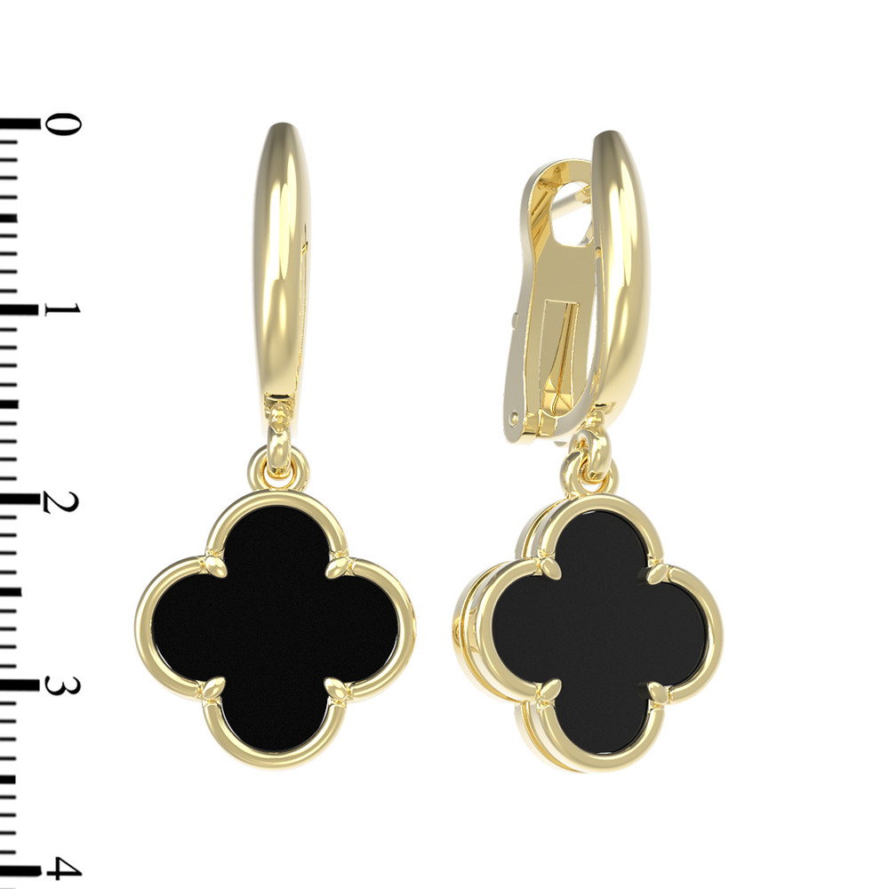 Серьги из лимонного золота c ониксом