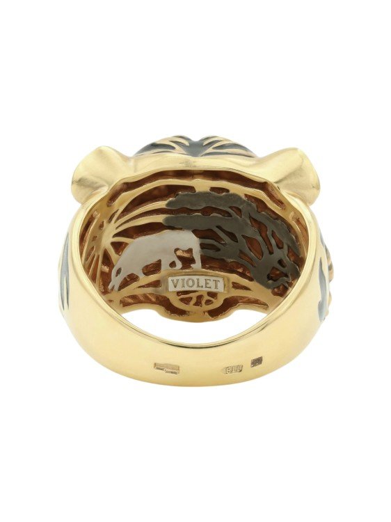 Кольцо из лимонного золота c эмаль