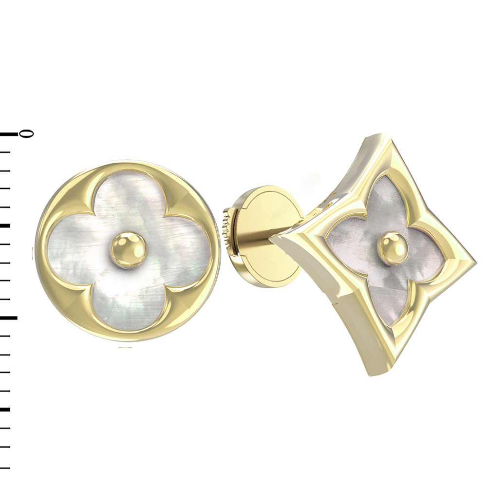 Серьги из лимонного золота c перламутром