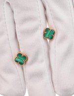 Серьги из золота 585 пробы c малахитом