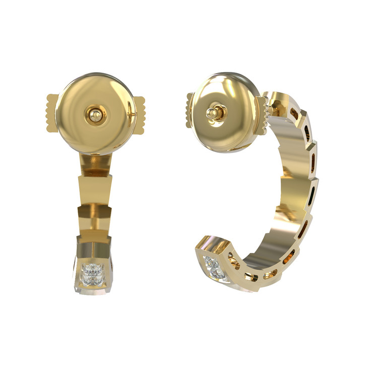 Серьги из лимонного золота c бриллиантами и перламутром