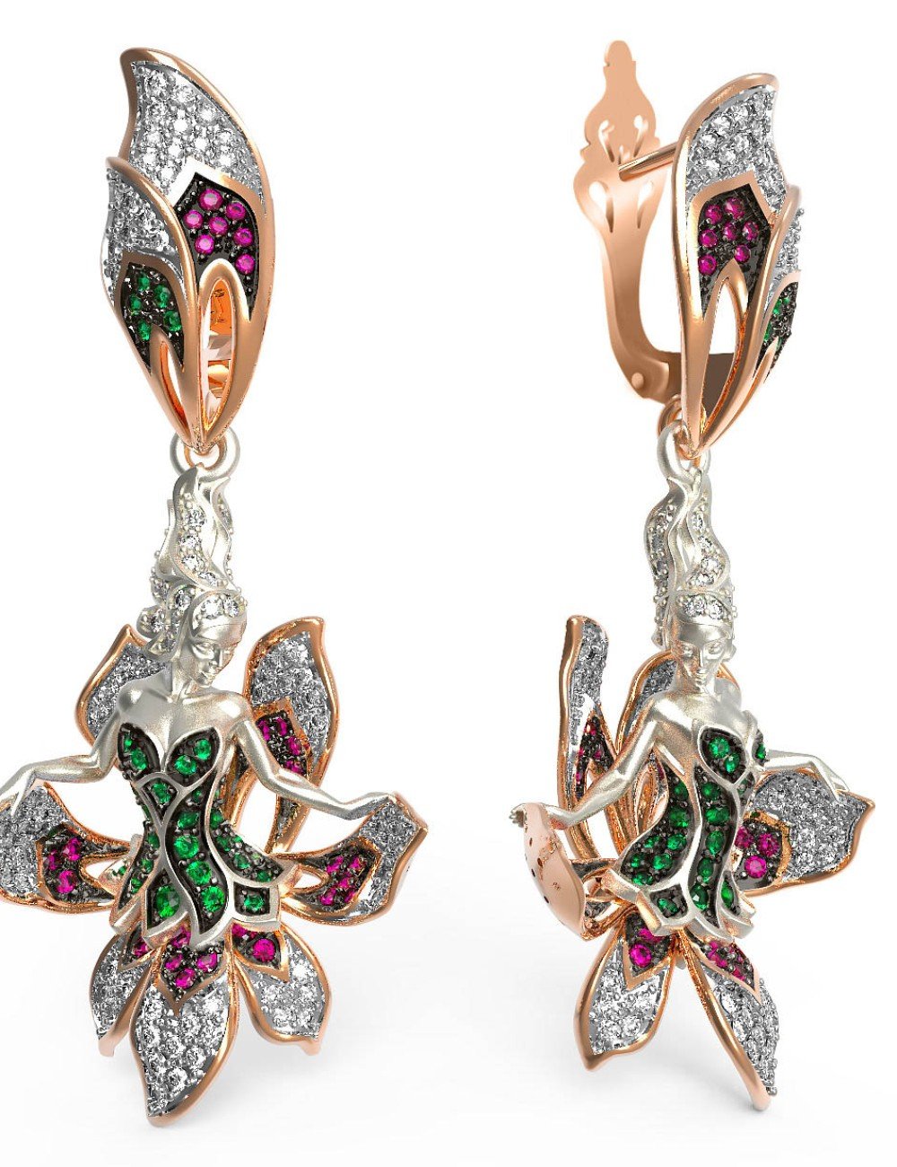 Серьги из золота 585 пробы c фианитом