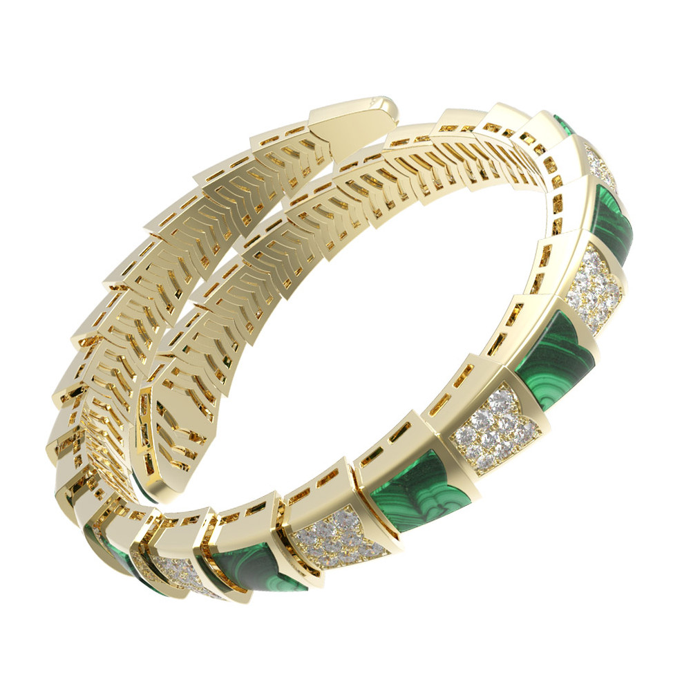 Браслет из лимонного золота c бриллиантами и малахитом