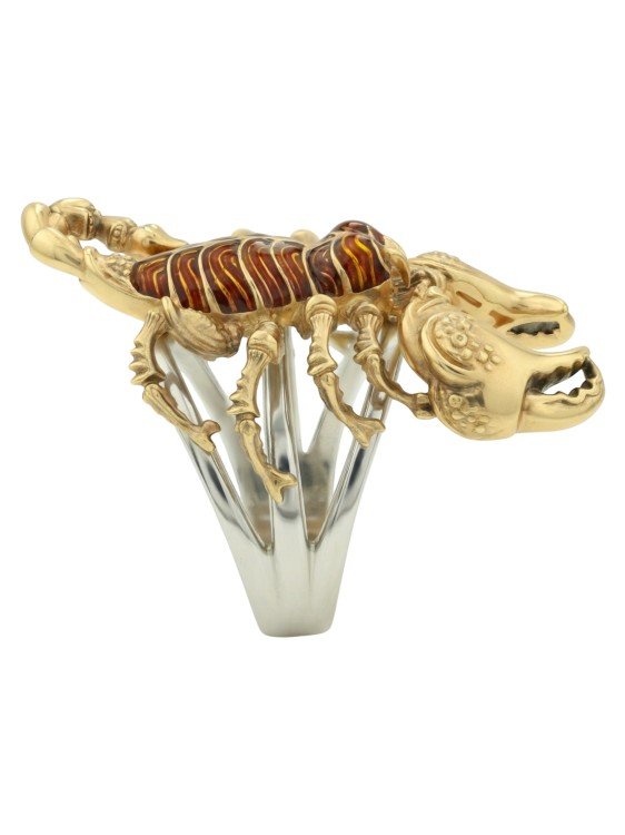 Кольцо из лимонного золота c эмаль