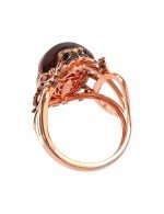 Кольцо из золота 585 пробы c эмалью, фианитом и гранатом
