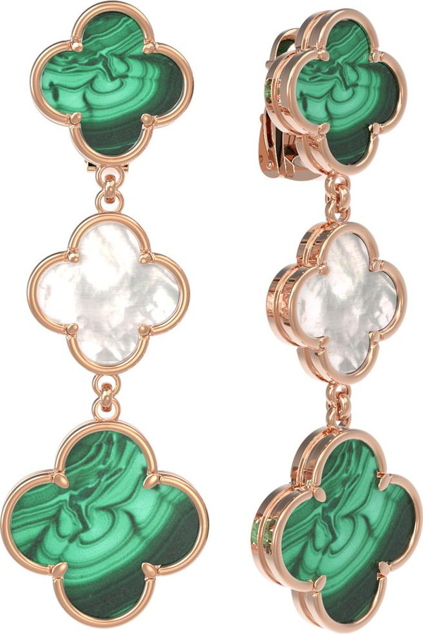 Серьги из золота c малахитом и перламутром