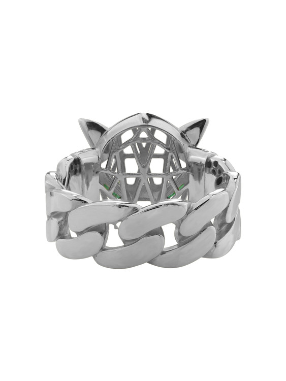 Кольцо из белого золота c бриллиантами и изумрудом