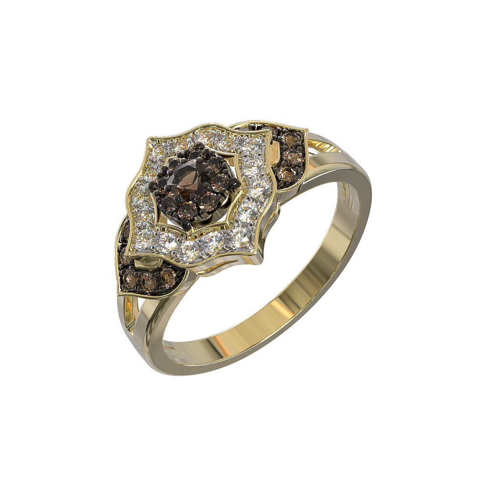 Кольцо из лимонного золота c бриллиантами