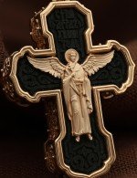 Крест из золота 585 пробы c эбеновым деревом