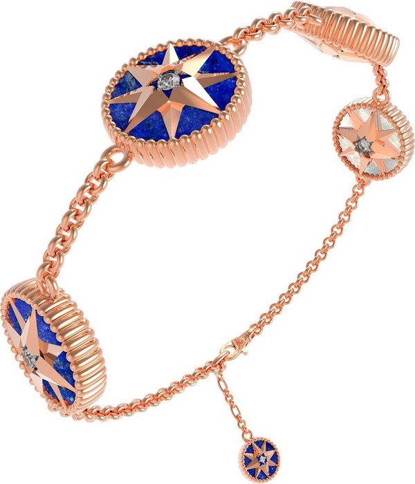 Браслет из золота c фианитом, лазуритом и перламутром