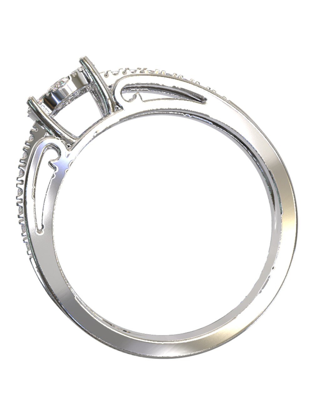 Кольцо из белого золота 585 пробы c бриллиантами
