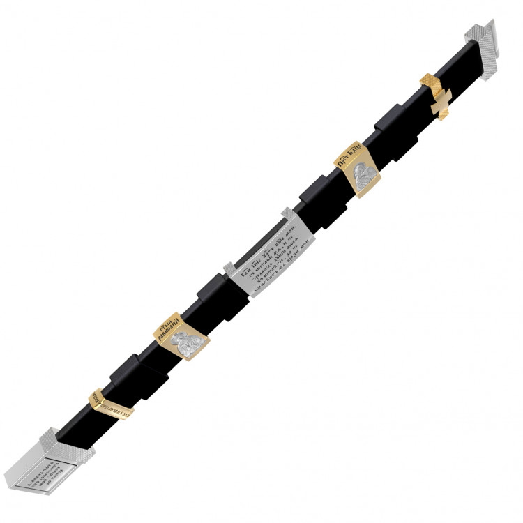 Браслет из белого золота c кожаным шнурком