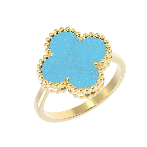 Кольцо из лимонного золота c бирюзой