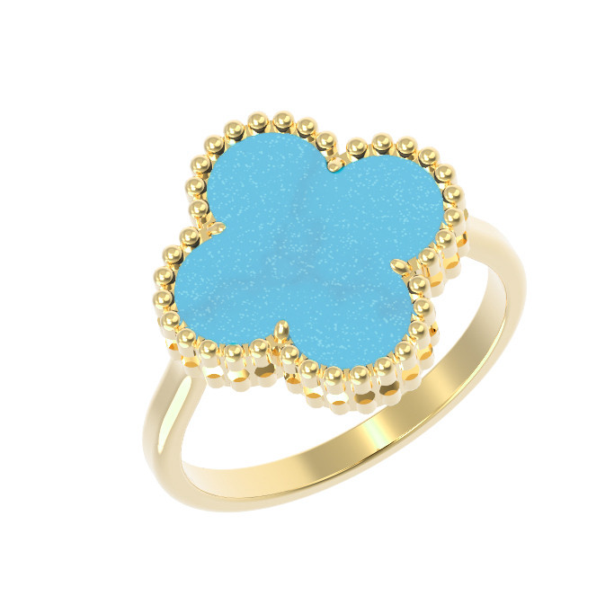 Кольцо из лимонного золота c бирюзой