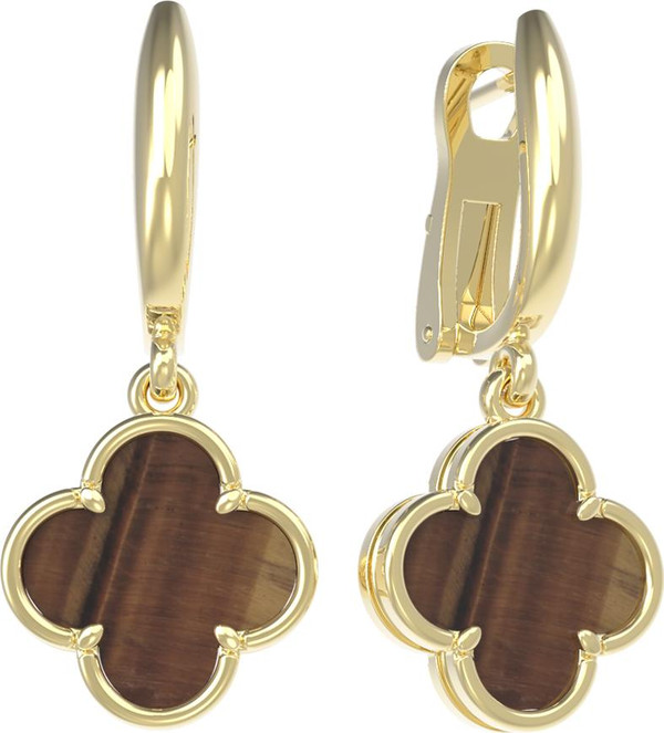 Серьги из лимонного золота c тигровым глазом