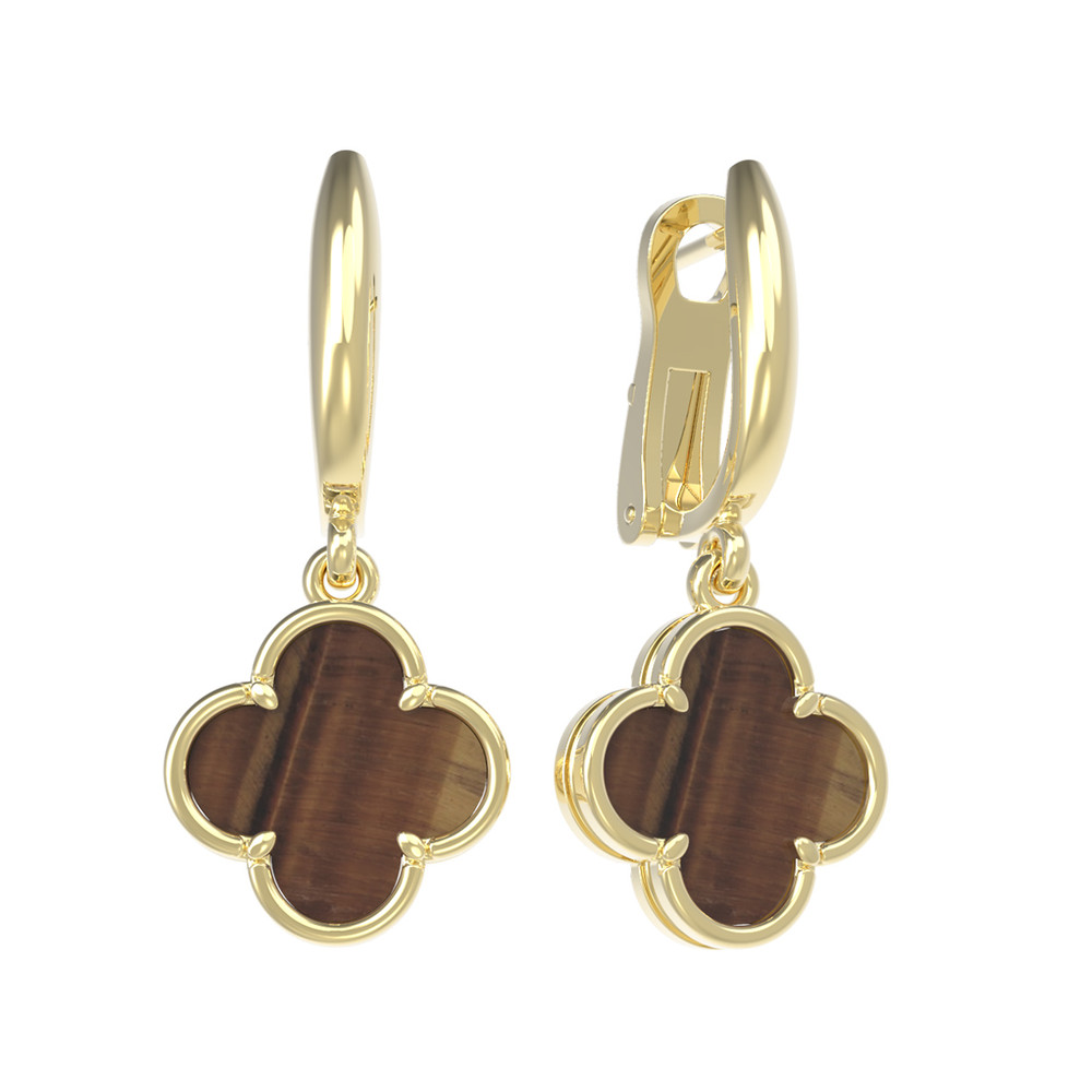 Серьги из лимонного золота c тигровым глазом