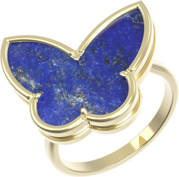 Кольцо из лимонного золота c лазуритом