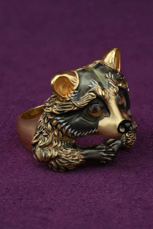 Кольцо из лимонного золота c эмаль