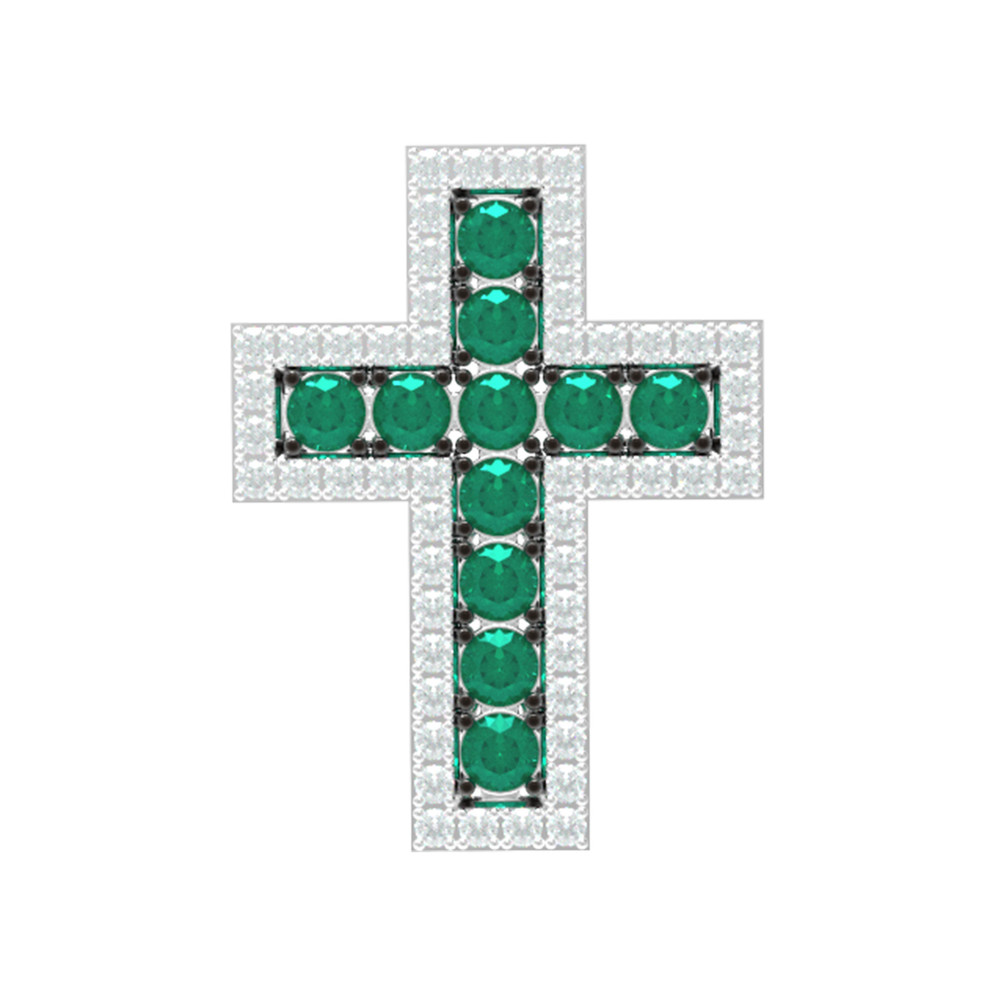 Крест из золота c бриллиантами и изумрудом