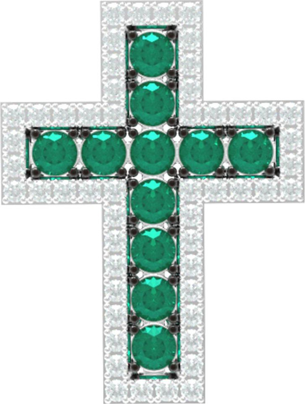 Крест из золота c бриллиантами и изумрудом