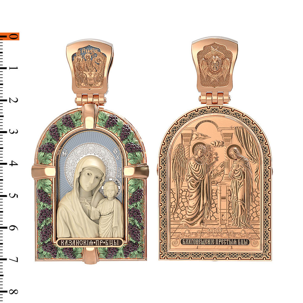 Образок из золота c эмаль и бивнем мамонта