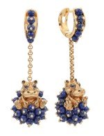 Серьги из золота 585 пробы c эмалью и лазуритом