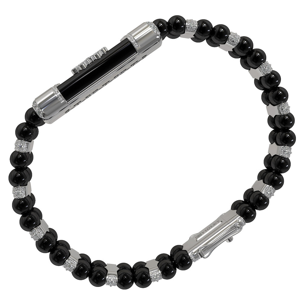 Браслет из белого золота c бриллиантами и ониксом