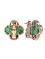 Серьги из золота 585 пробы c малахитом