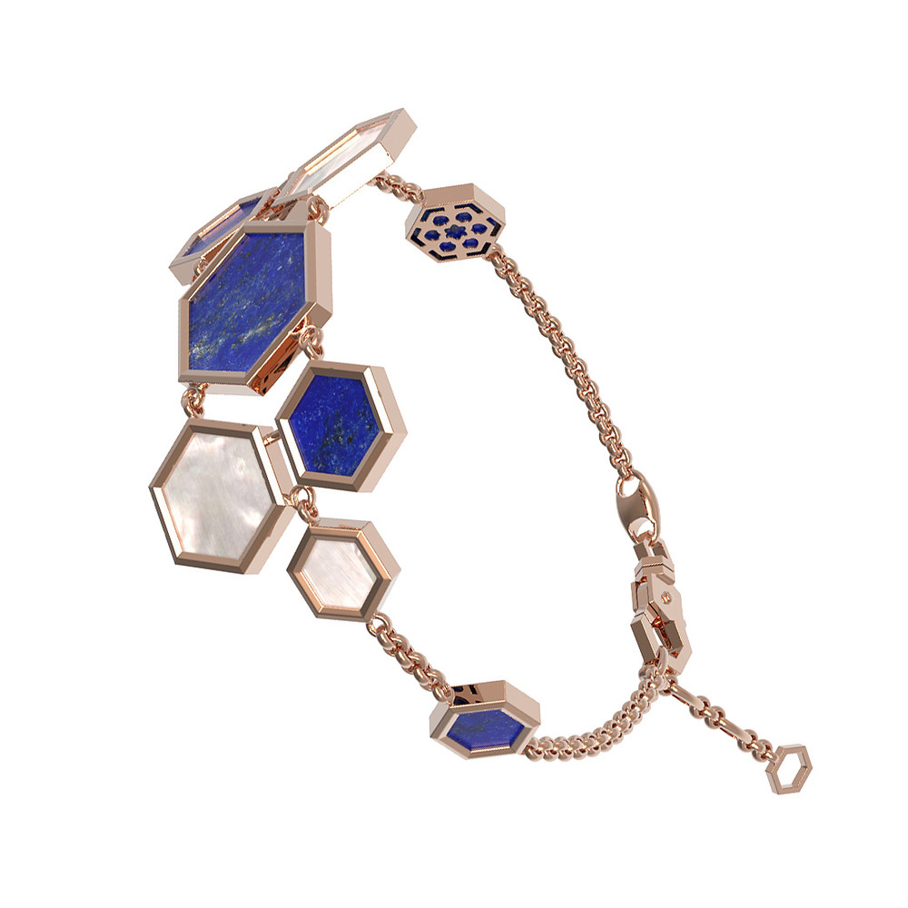 Браслет из золота c лазуритом и перламутром