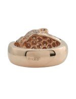 Кольцо из розового золота 585 пробы c бриллиантами, изумрудом и ониксом