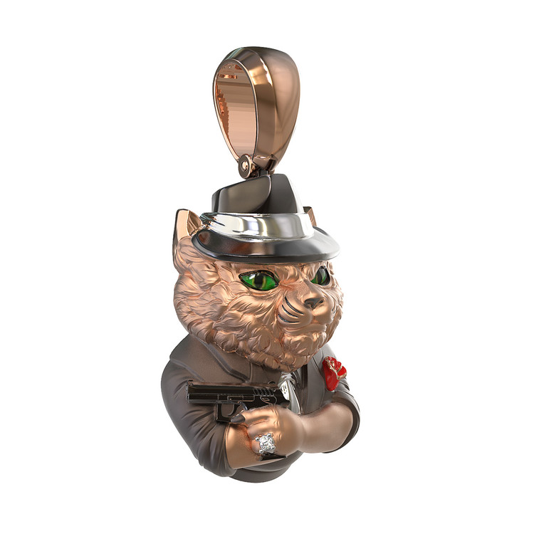 Подвеска из золота c эмаль , бриллиантами и рубином