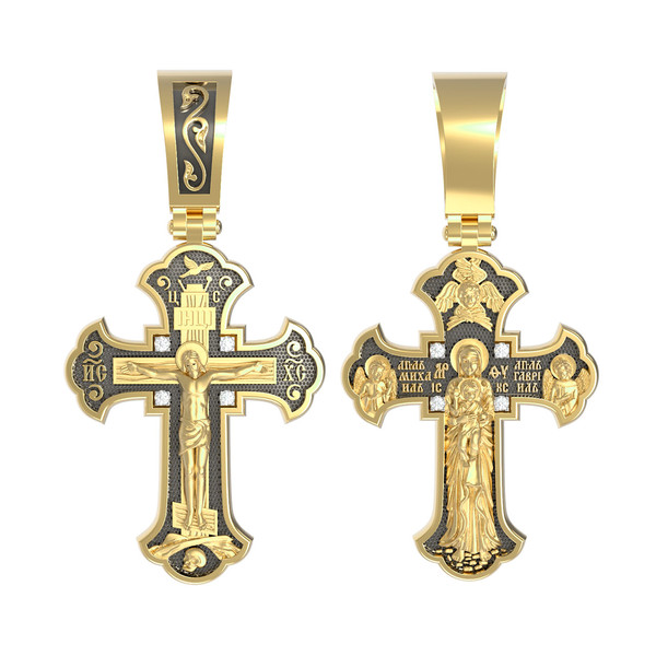 Крест из лимонного золота c бриллиантами