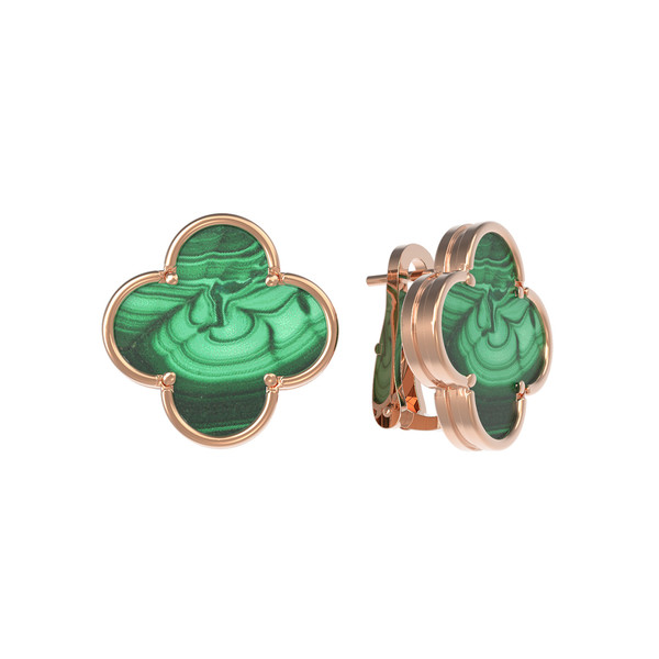 Серьги из золота c малахитом