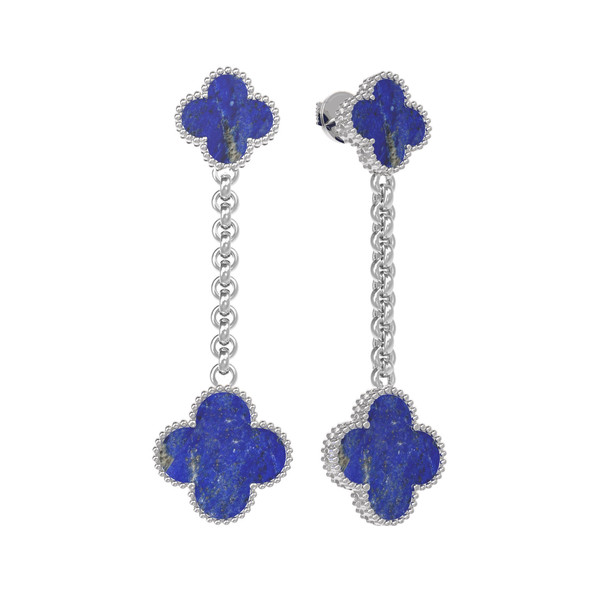 Серьги из белого золота c лазуритом