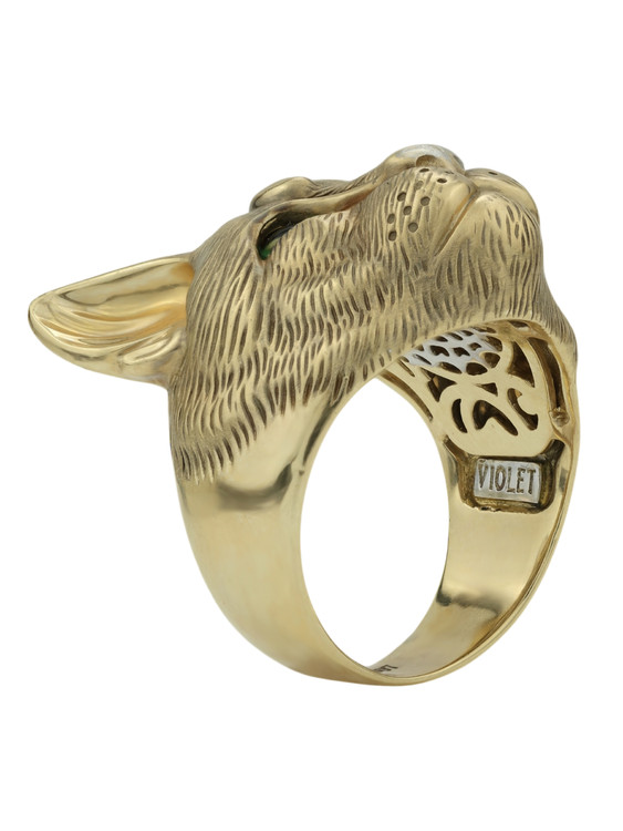 Кольцо из лимонного золота c эмаль