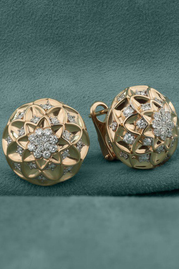 Серьги из золота 585 пробы c бриллиантами
